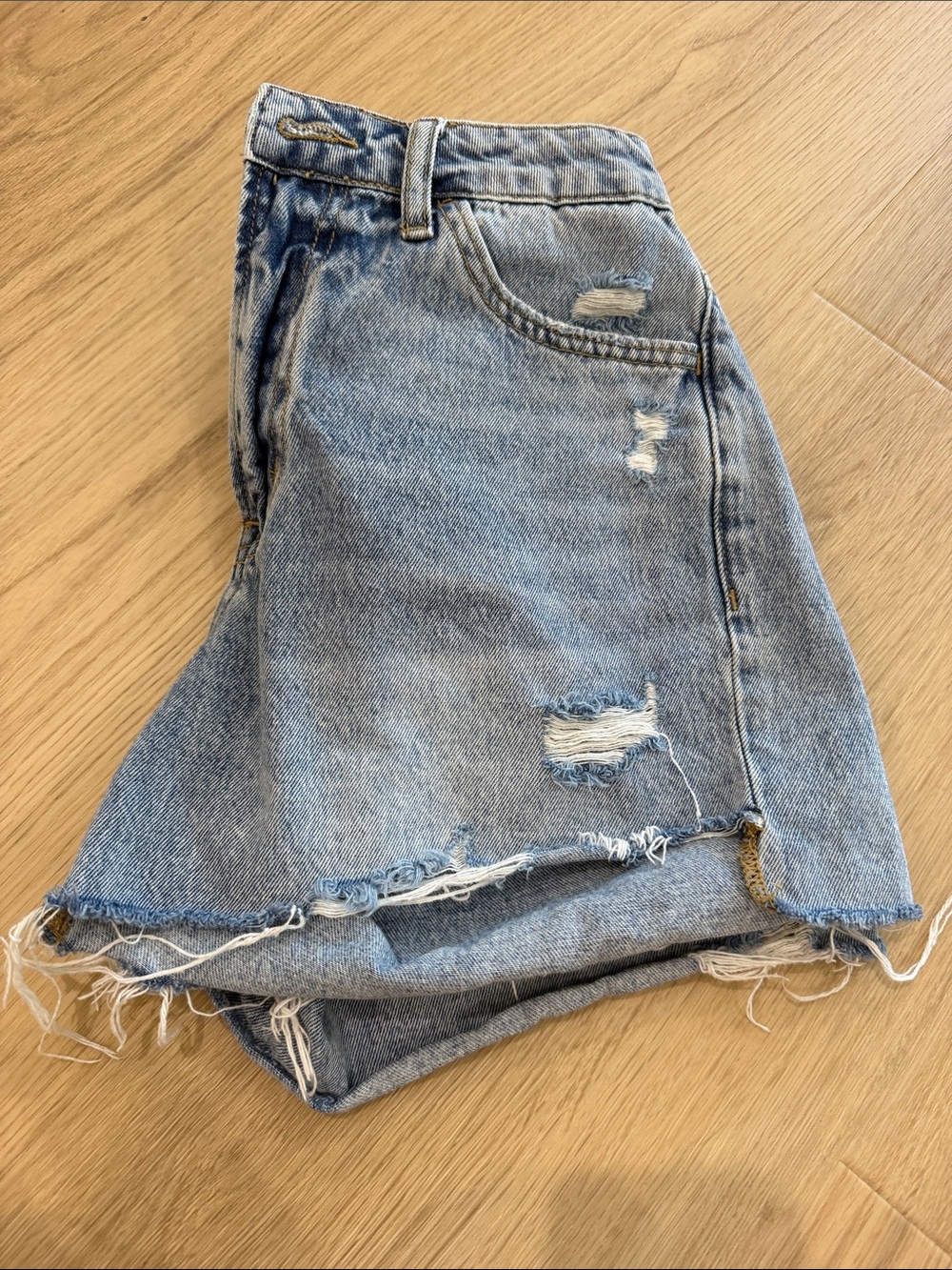 Vince Light Blue Distressed Denim Cutoff Shorts - Picture 4 of 5